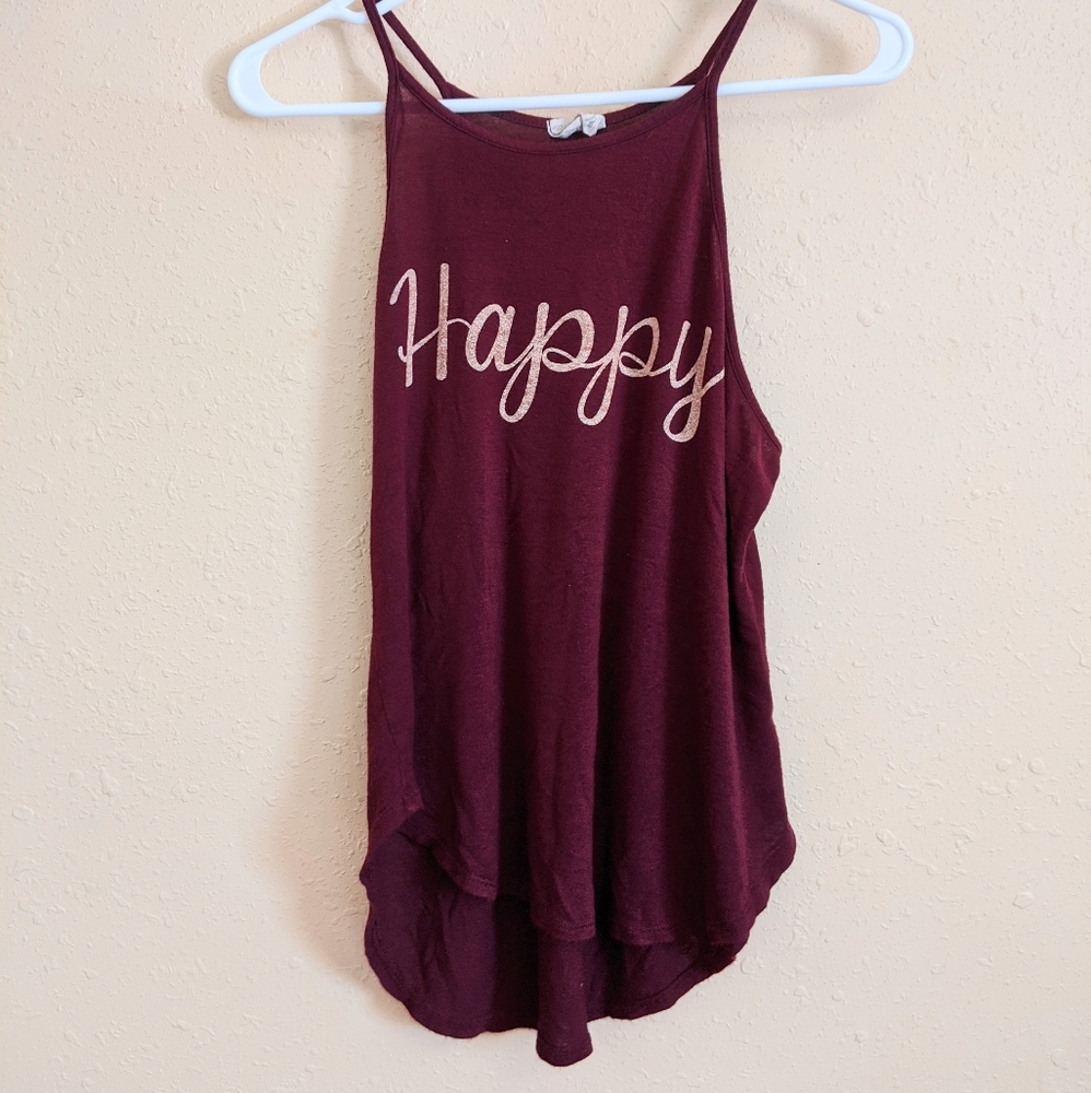 4/$25 Dirtee Laundry Burgundy Happy Tank Top